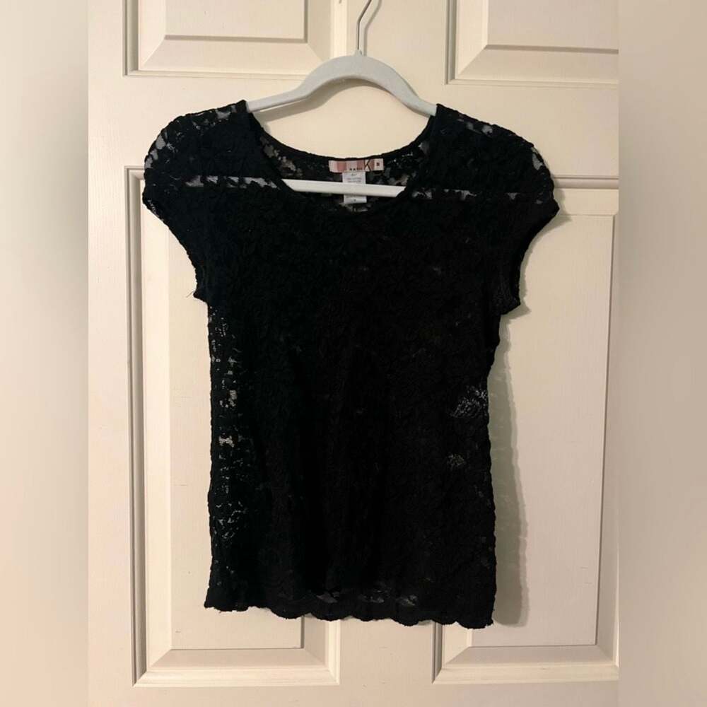 Katie K Black Lace Shirt Overlay Women’s Cut size medium